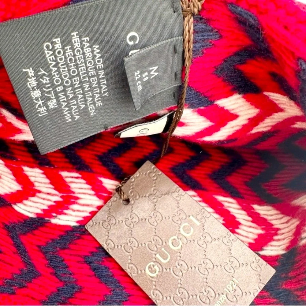 GUCCI Wool Zig Zag Knit Beanie, Unisex. Authentic, NWT